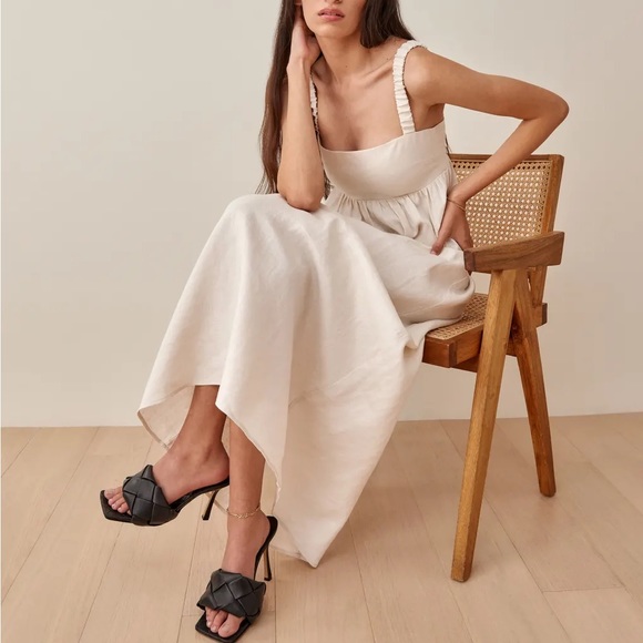 Reformation Tana Linen Dress in Cream - Picture 3 of 8